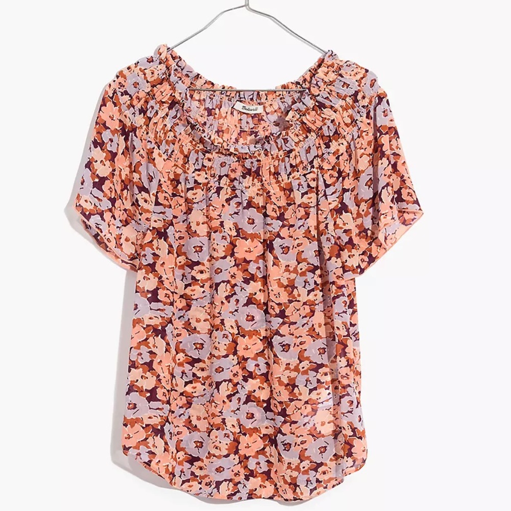 Madewell Smocked Mockneck Top in Floral Breeze Size M - Picture 4 of 12